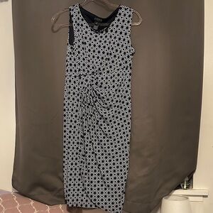 Enfocus Studio Black and White Geometric Midi Dress